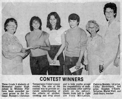 Women's Temperance Union essay win (1983)