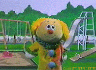Cable 10 puppet with painted backdrop
